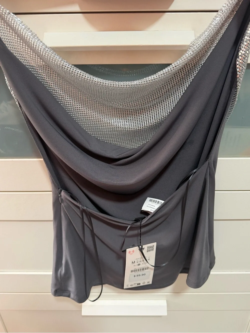 ZARA Draped Mesh Combination Top